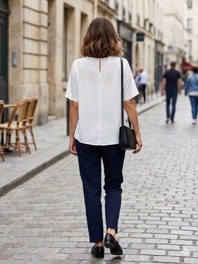 Uniqlo White Layered Short-Sleeve Blouse